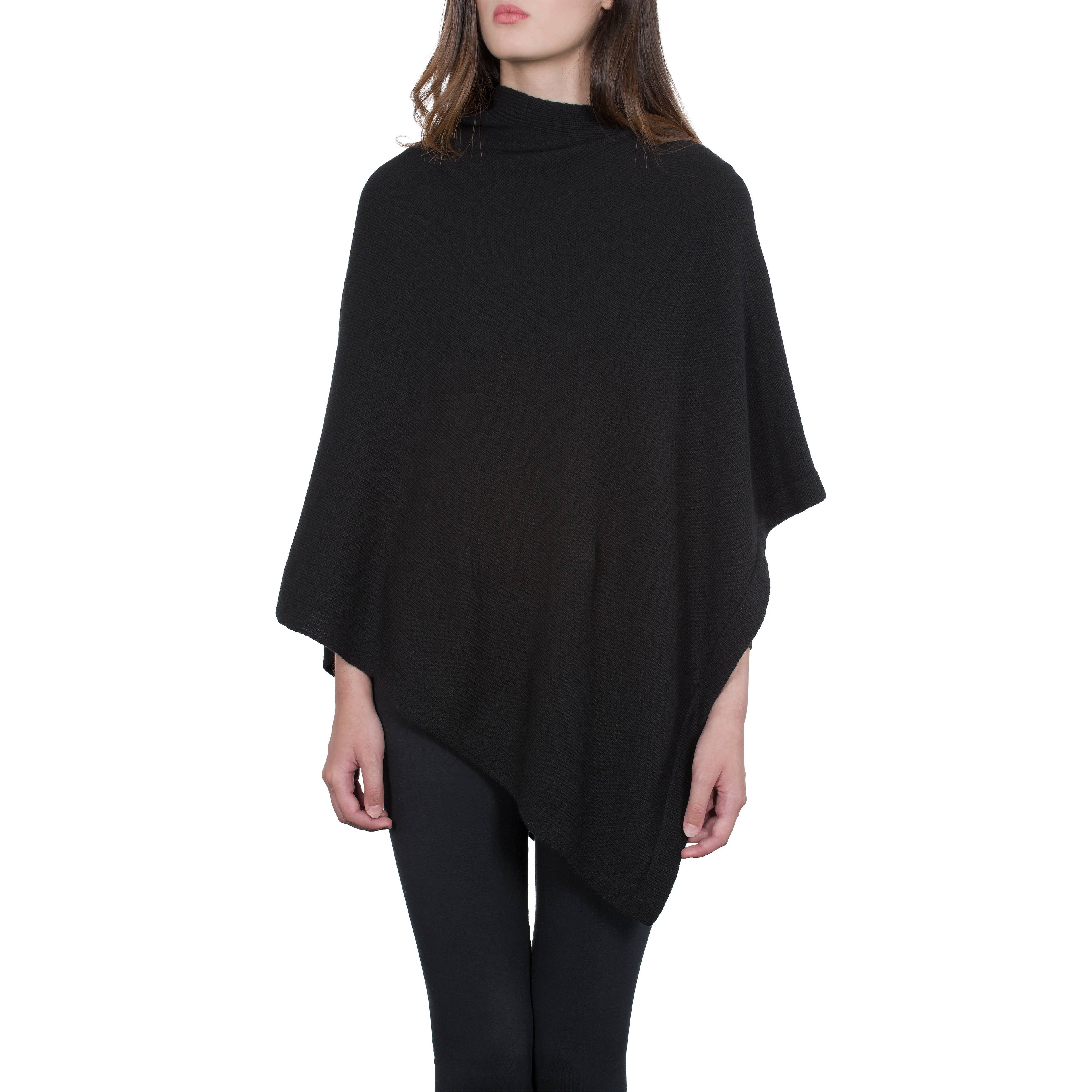 Klassieke cashmere mix poncho - zwart