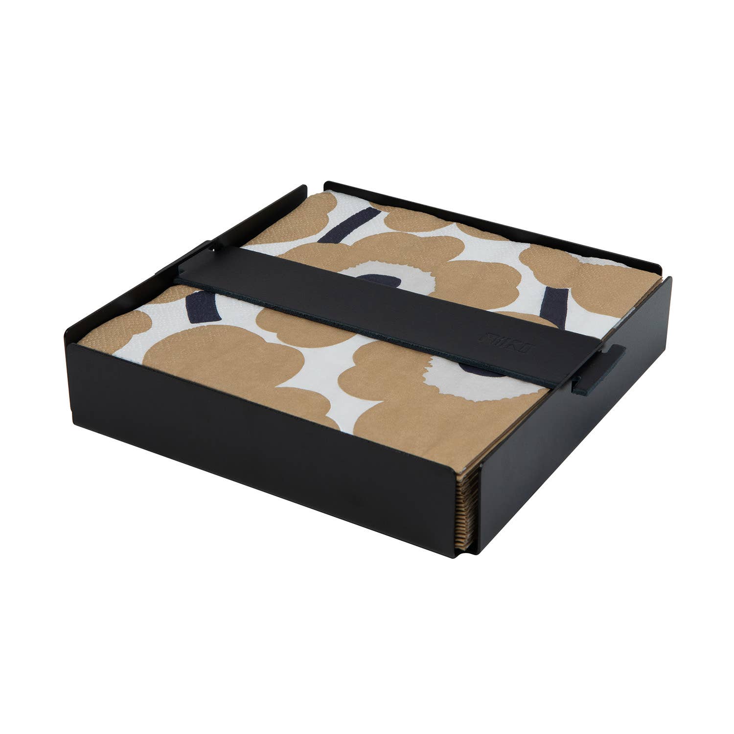 Servethouder – Staal met Leren Detail (Zwart)
