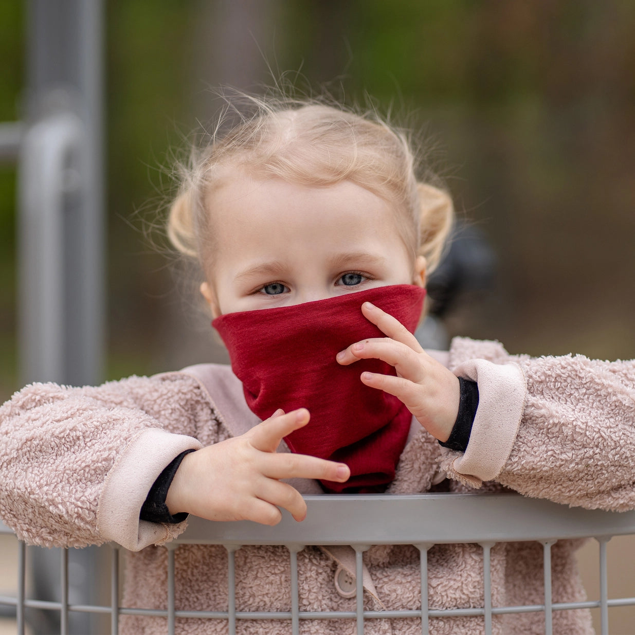 Merino Wollen Nekwarmer voor kinderen – Unisex -  Kersenrood