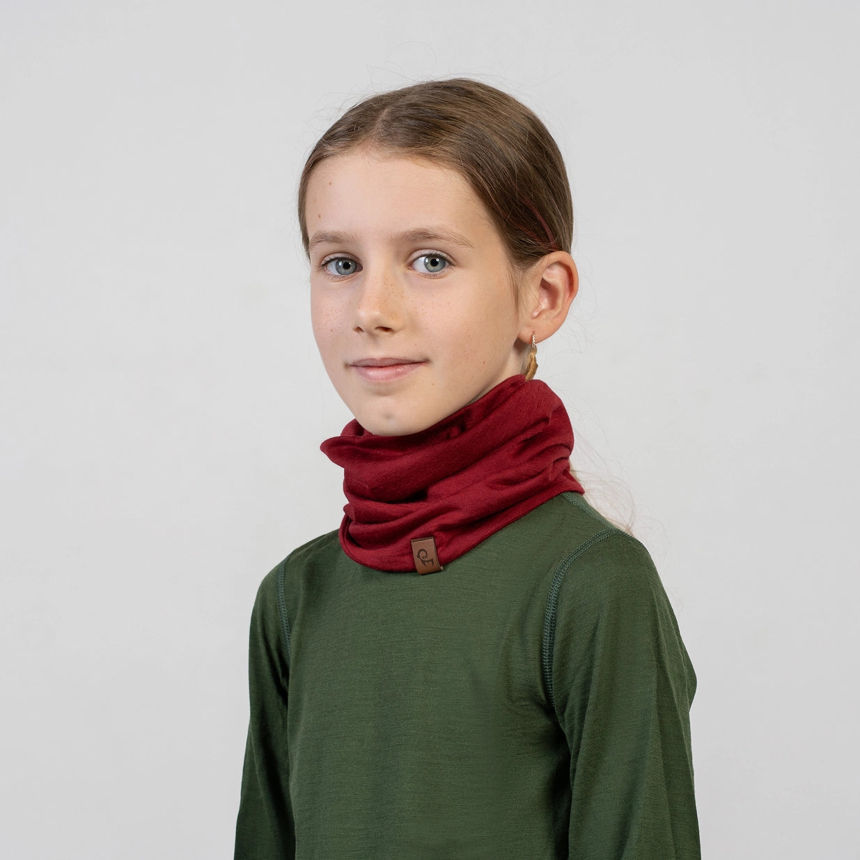 Merino Wollen Nekwarmer voor kinderen – Unisex -  Kersenrood