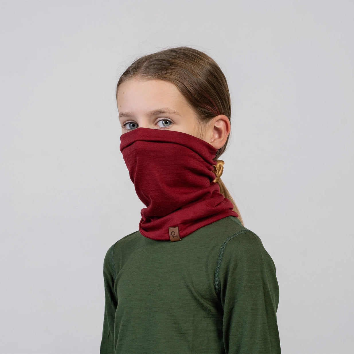 Merino Wollen Nekwarmer voor kinderen – Unisex -  Kersenrood