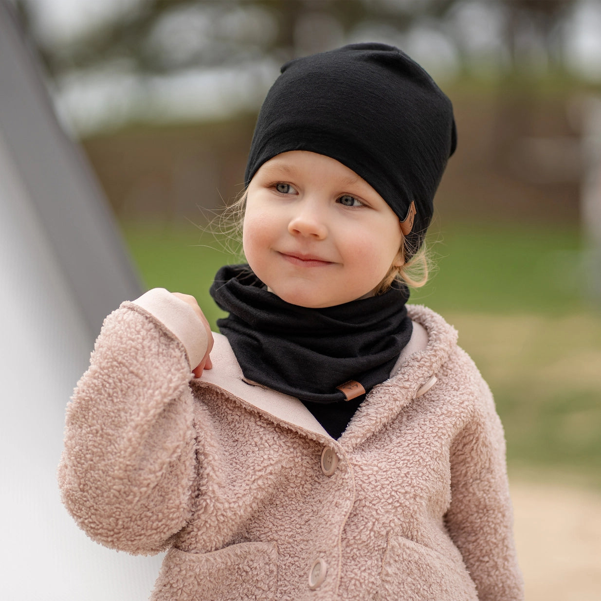 Merino Wollen Nekwarmer voor kinderen – Unisex -  Zwart