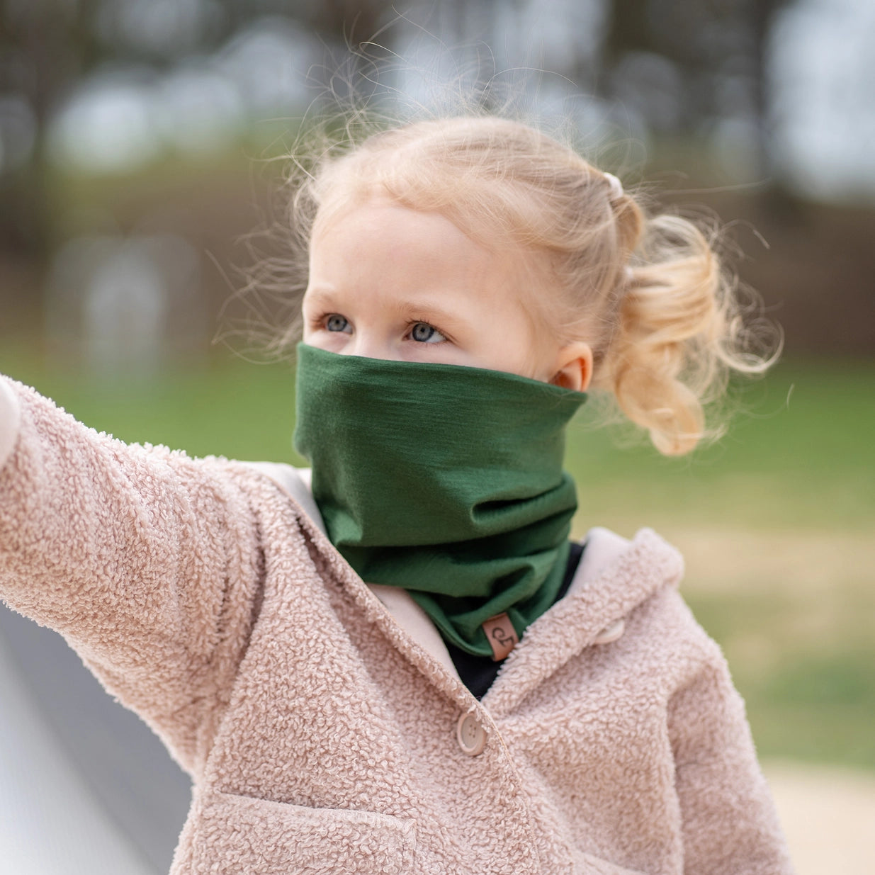 Merino Wollen Nekwarmer voor kinderen – Unisex -  Donkergroen