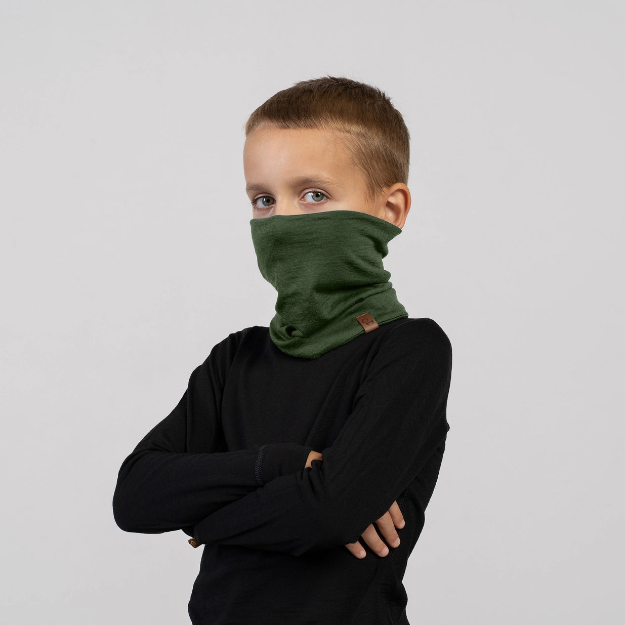 Merino Wollen Nekwarmer voor kinderen – Unisex -  Donkergroen