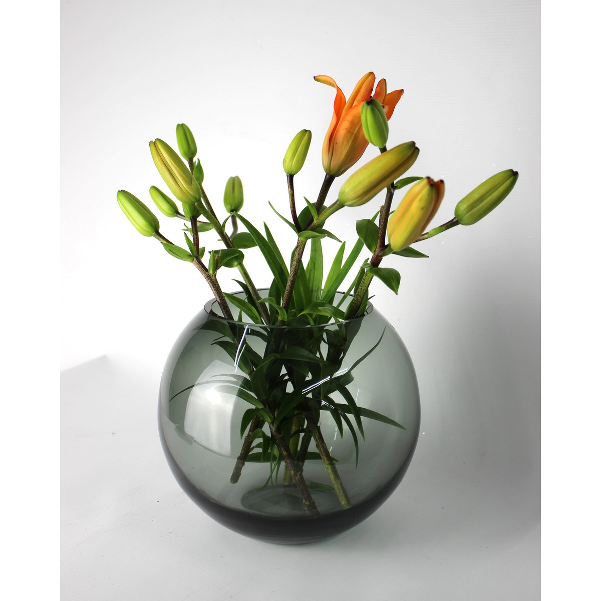 Mondgeblazen Glazen Vaas – Grijs Rond