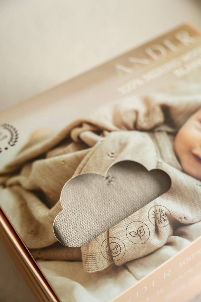 Babydeken van 100% merinowol – 75×100 cm - Taupe
