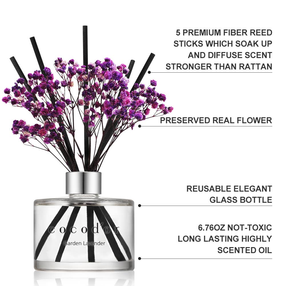 Diffuser met Echte Bloemen – Zwarte Kers (200 ml)