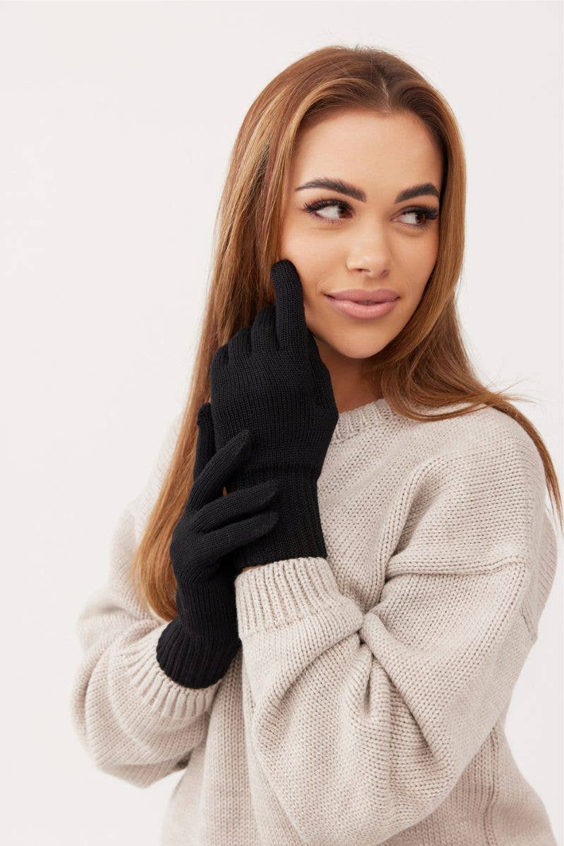 Dameshandschoenen van 100% merinowol – zwart