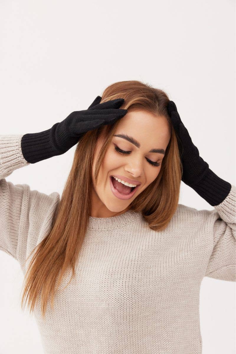 Dameshandschoenen van 100% merinowol – zwart