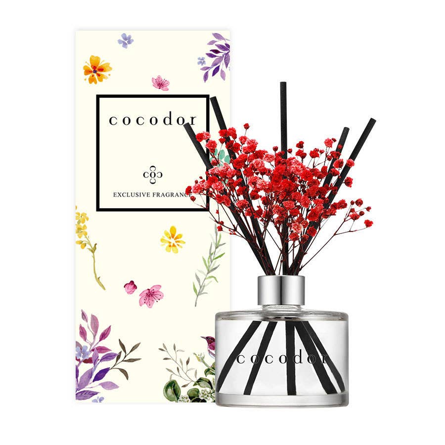 Diffuser met Echte Bloemen – Zwarte Kers (200 ml)