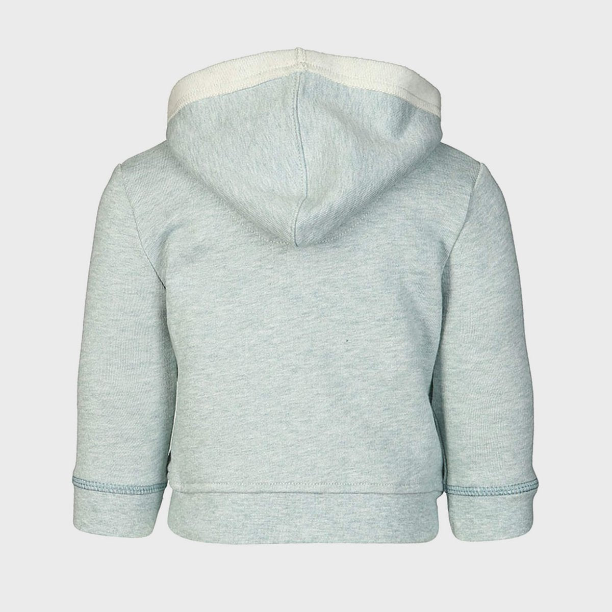 Biologisch babyjack met capuchon – aqua melange