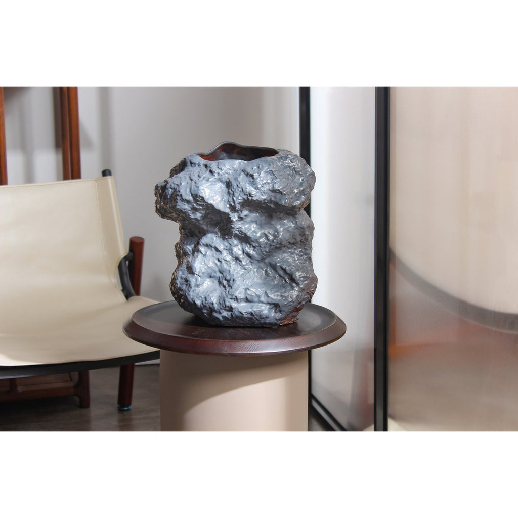 Keramische vaas m. look van rock, trendy natuurlijk design.CHU32ZW