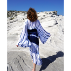 Samimi Samsara Luxe Strandkimono Blauw/Wit