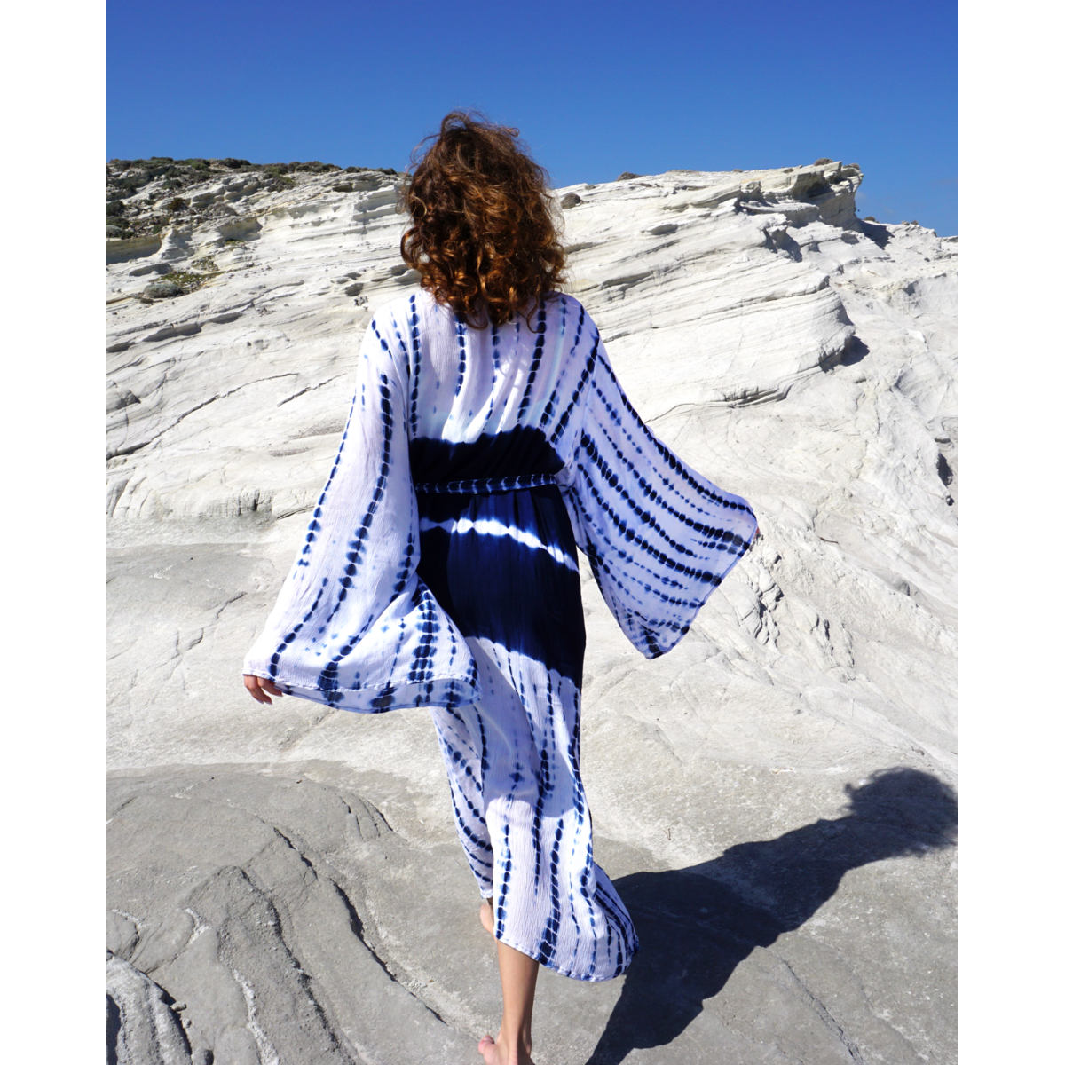 Samimi Samsara Luxe Strandkimono Blauw/Wit