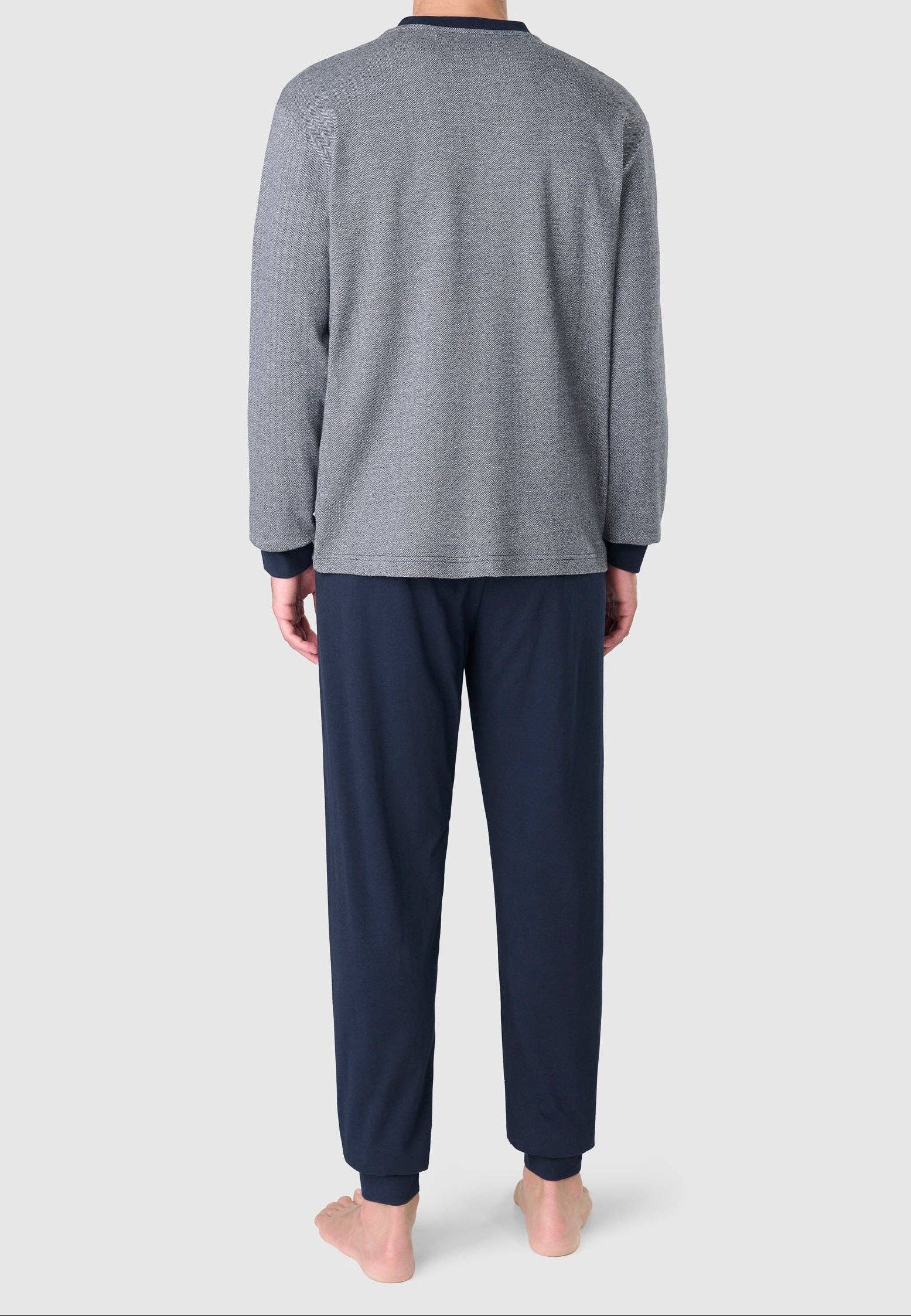 Premium gewatteerde winterpyjama voor heren – donkerblauw