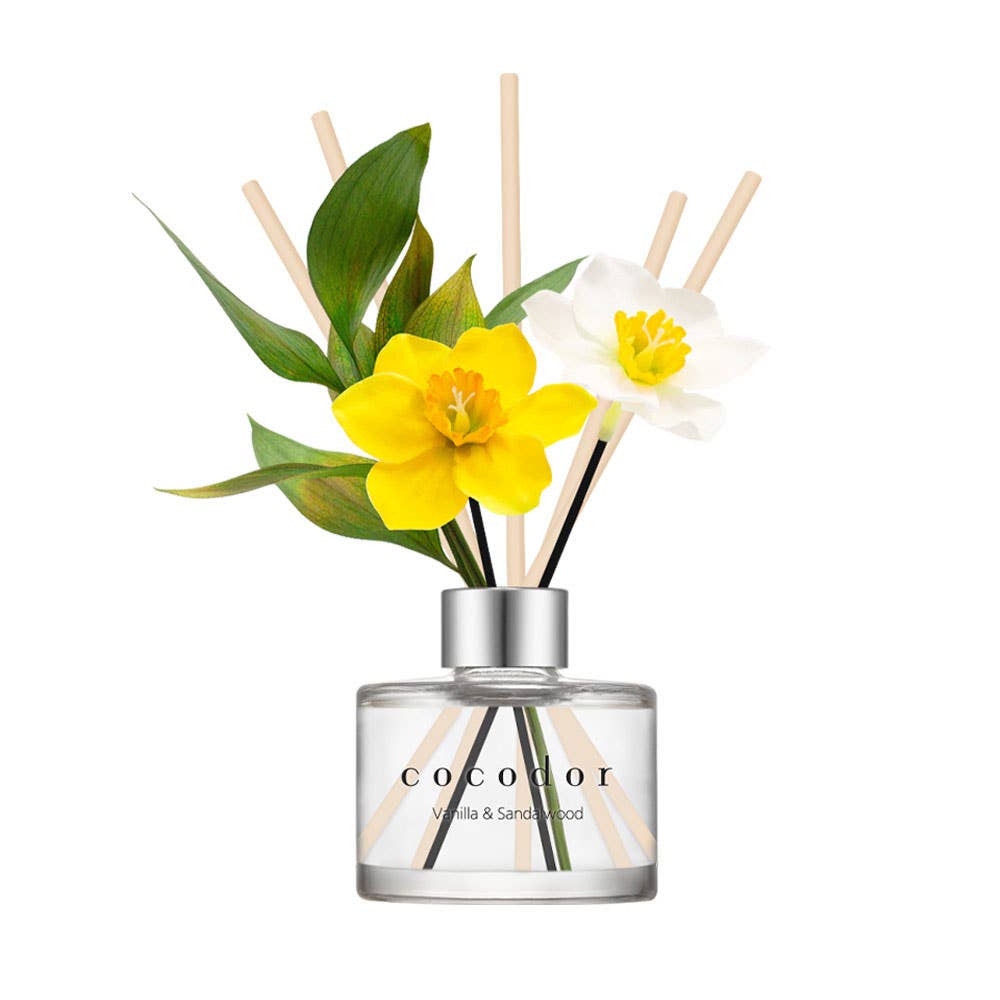 Diffuser met Bloemen – Narcis Vanille & Sandelhout (200 ml)