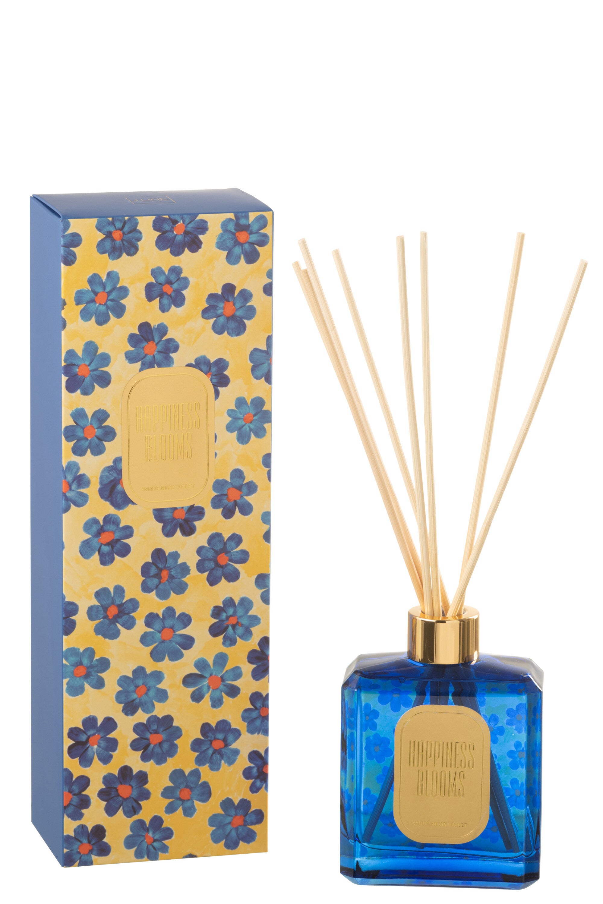 J-Line Geurolie + Stokjes Happiness Blooms – Blauw & Geel