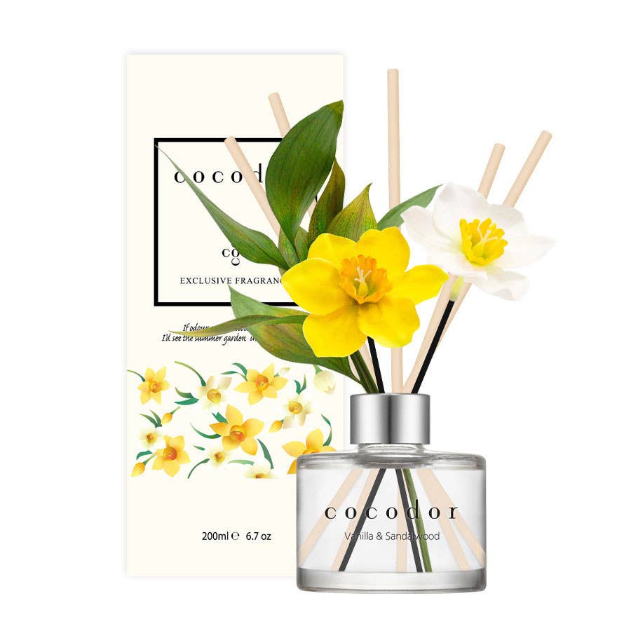Diffuser met Bloemen – Narcis Vanille & Sandelhout (200 ml)