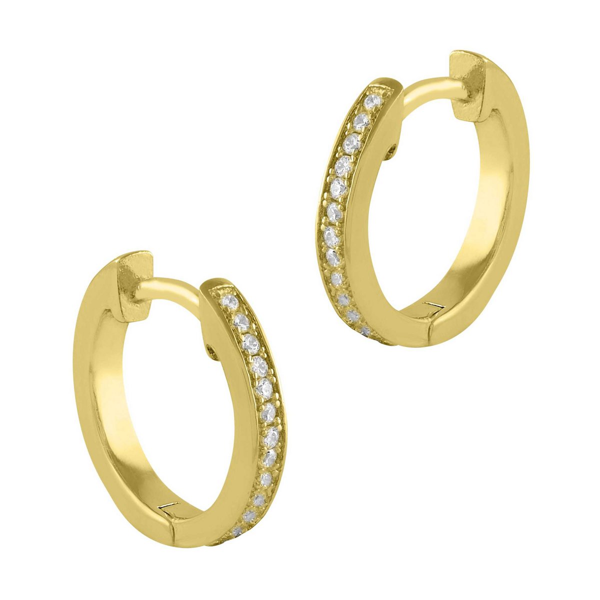 Vergulde zilveren creolen met zirkonia