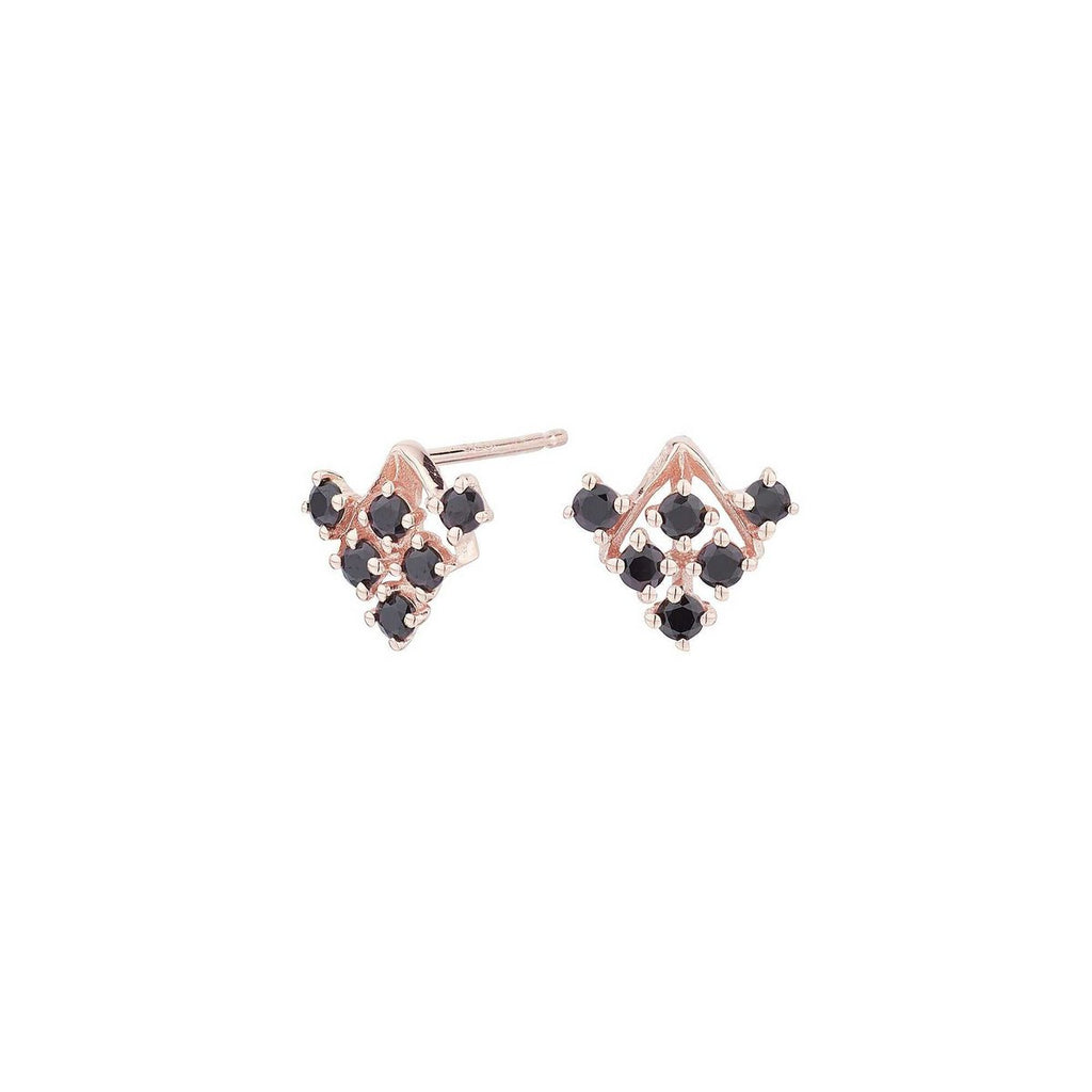 Matangi-oorbellen – zilver verguld met roségoud & zwarte spinel