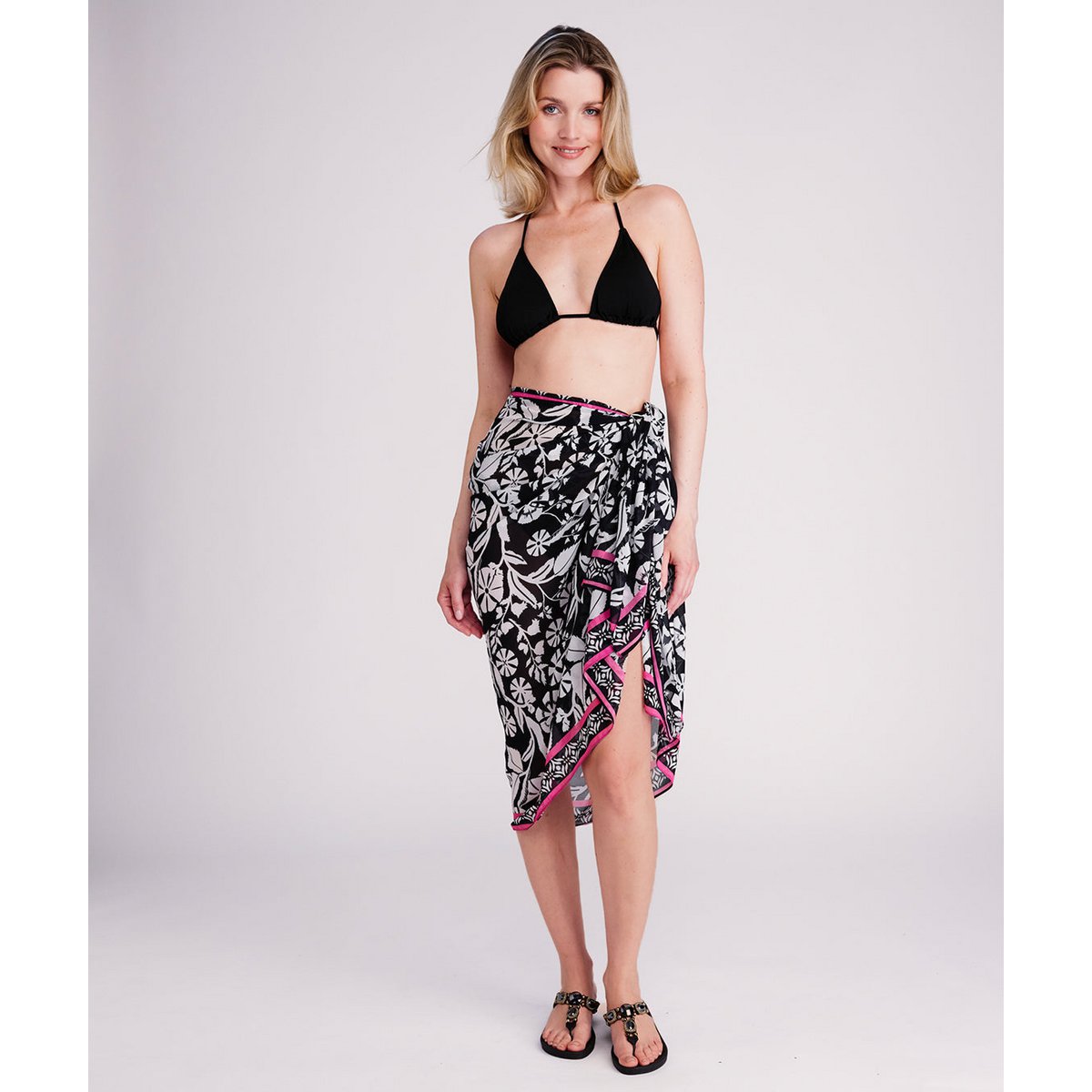 Pia Rossini Mykonos Luxe Strandsarong Zwart/Wit
