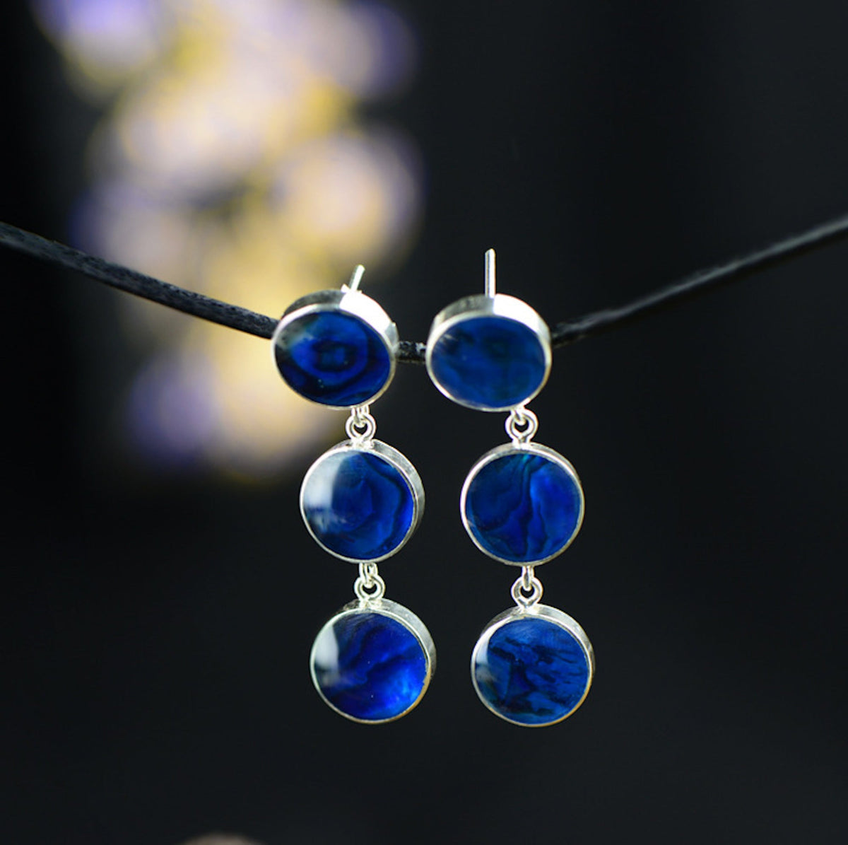 Oorbellen Abalone Blauw – Handgemaakt met 925 zilver