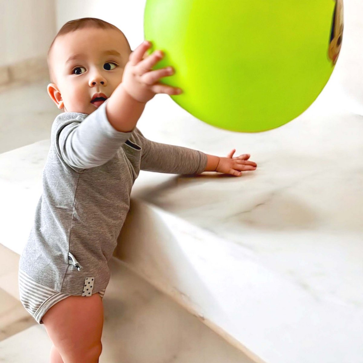 OrganicEra Biologische baby L/S T-shirt body, grijs