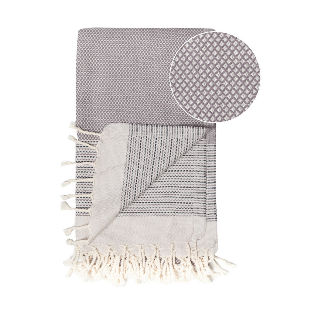 Samimi Pharao Luxe Hamamdoek Antraciet/Zwart 180x100 cm