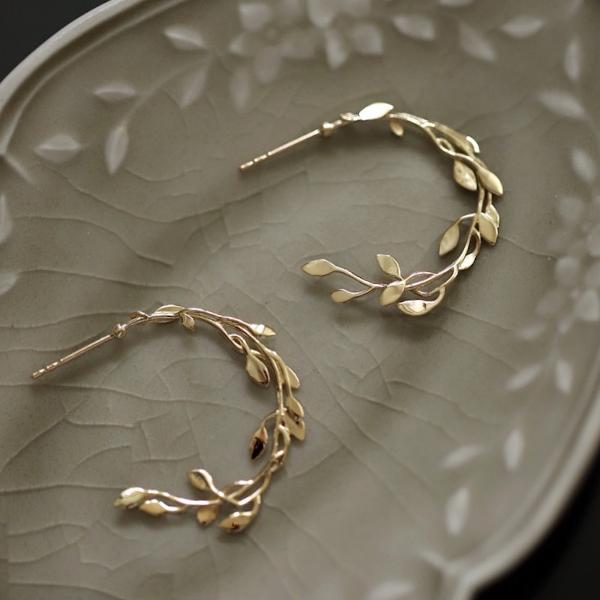 Oorringen Laurel Goud Vermeil – Elegant Bladmotief