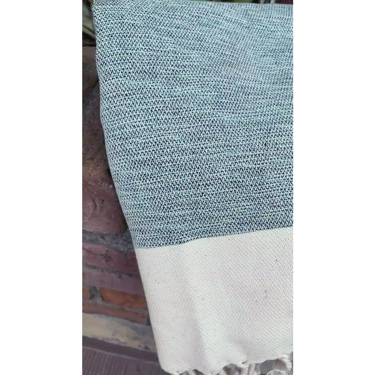 Samimi Manolia Luxe Hamamdoek Beige/Turquoise 180x100 cm