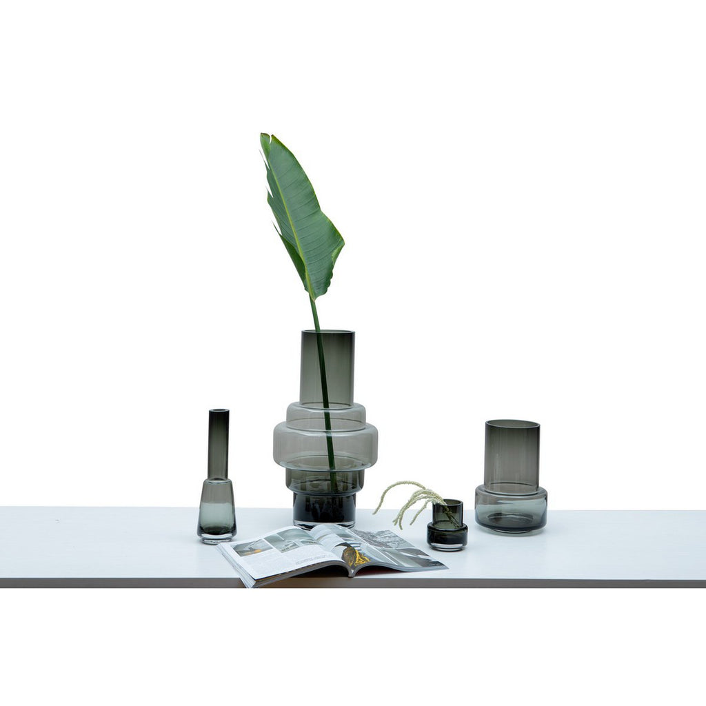 TYLER 46 GR – XL Art Deco Designvaas in Helder Grijs Glas (46 cm)