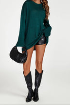 Elegante gebreide verlengde damestrui – Donkergroen