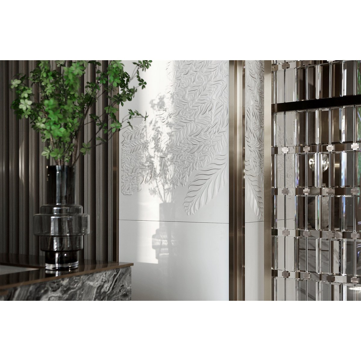 TYLER 46 GR – XL Art Deco Designvaas in Helder Grijs Glas (46 cm)