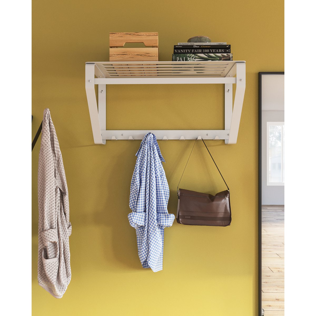 Gorillz Iron Wandkapstok met Hoedenplank – Wit