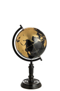 J-Line Wereldbol op Voet – Zwart & Goud (Medium)