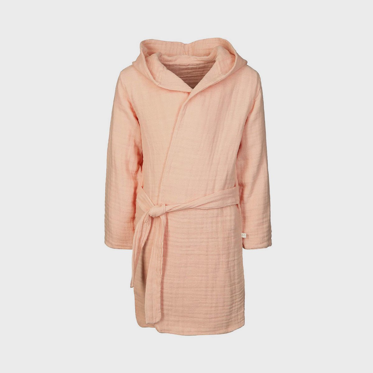 Biologische mousseline badjas met capuchon – zalm (7–8 jaar)