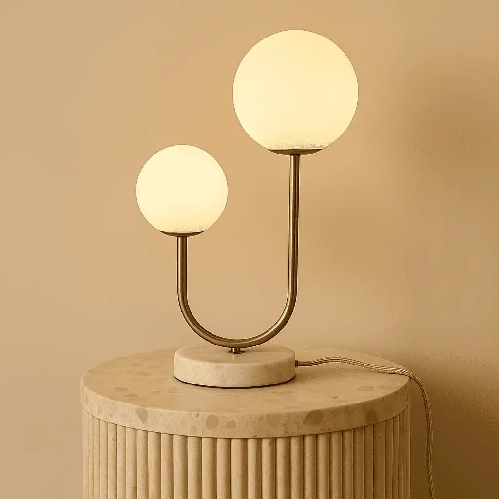 Giorgia Elegante Marmeren Lamp | Matglazen kappen & snoerlamp
