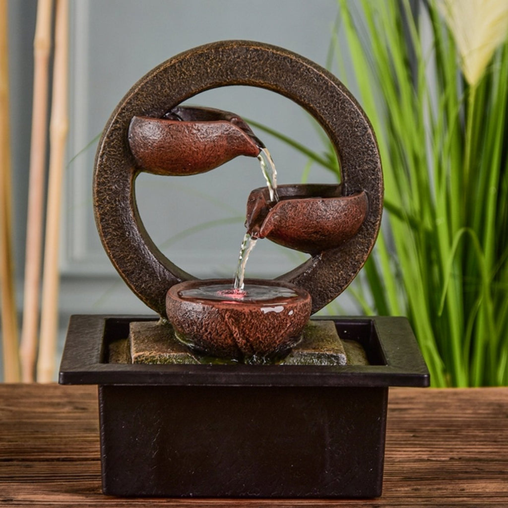 Binnenfontein - Terai - Zen Decor Idee - Kleurrijk ledlicht - Waterstroomcascade - Ontspannend sfeercadeau