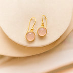 Noa Oorbellen met Roze Chalcedoon – Verguld Sterling Zilver