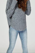 Luxe gebreide dameshoodie met ritsdetail – Grijs