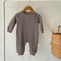 Jumpsuit van Wafelpiqué – Bruin