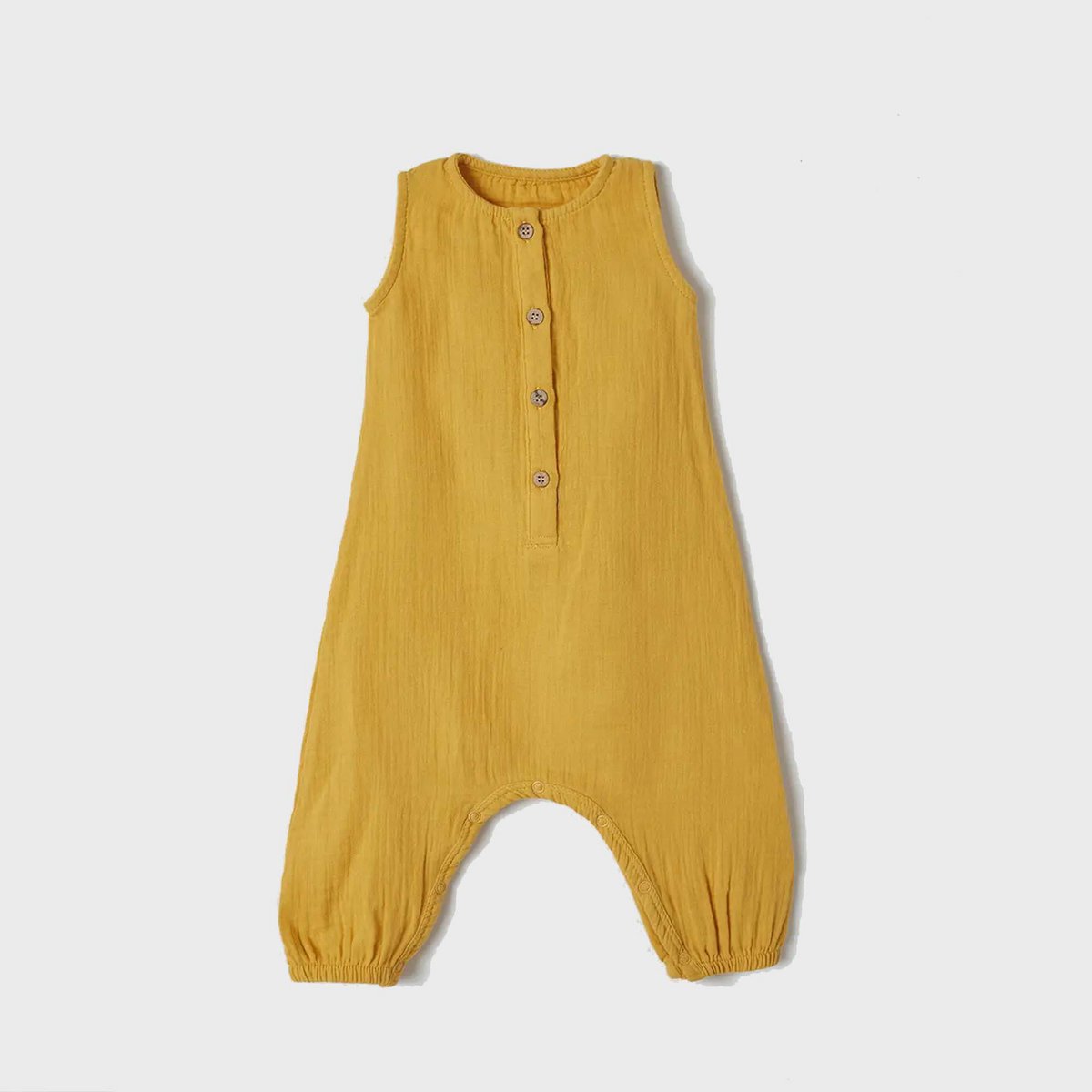 Biologische Mousseline Baby Overall – Mosterd