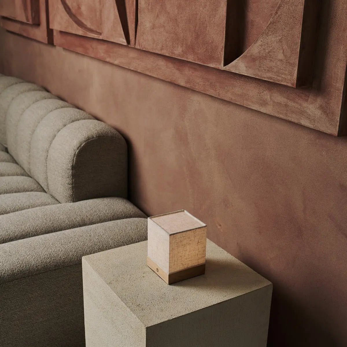 Zano Lichtbruine Oplaadbare Tafellamp – Warm hout & zacht linnen