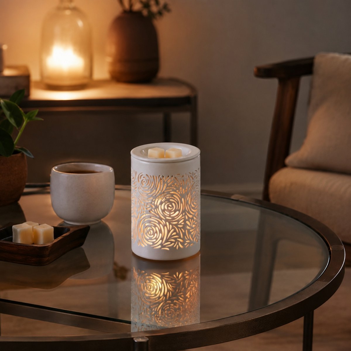 Zachte warmteverspreider – Calorya nr. 8 – van fijn porselein – sfeer- en diffusielamp – decoratie en cadeau-idee