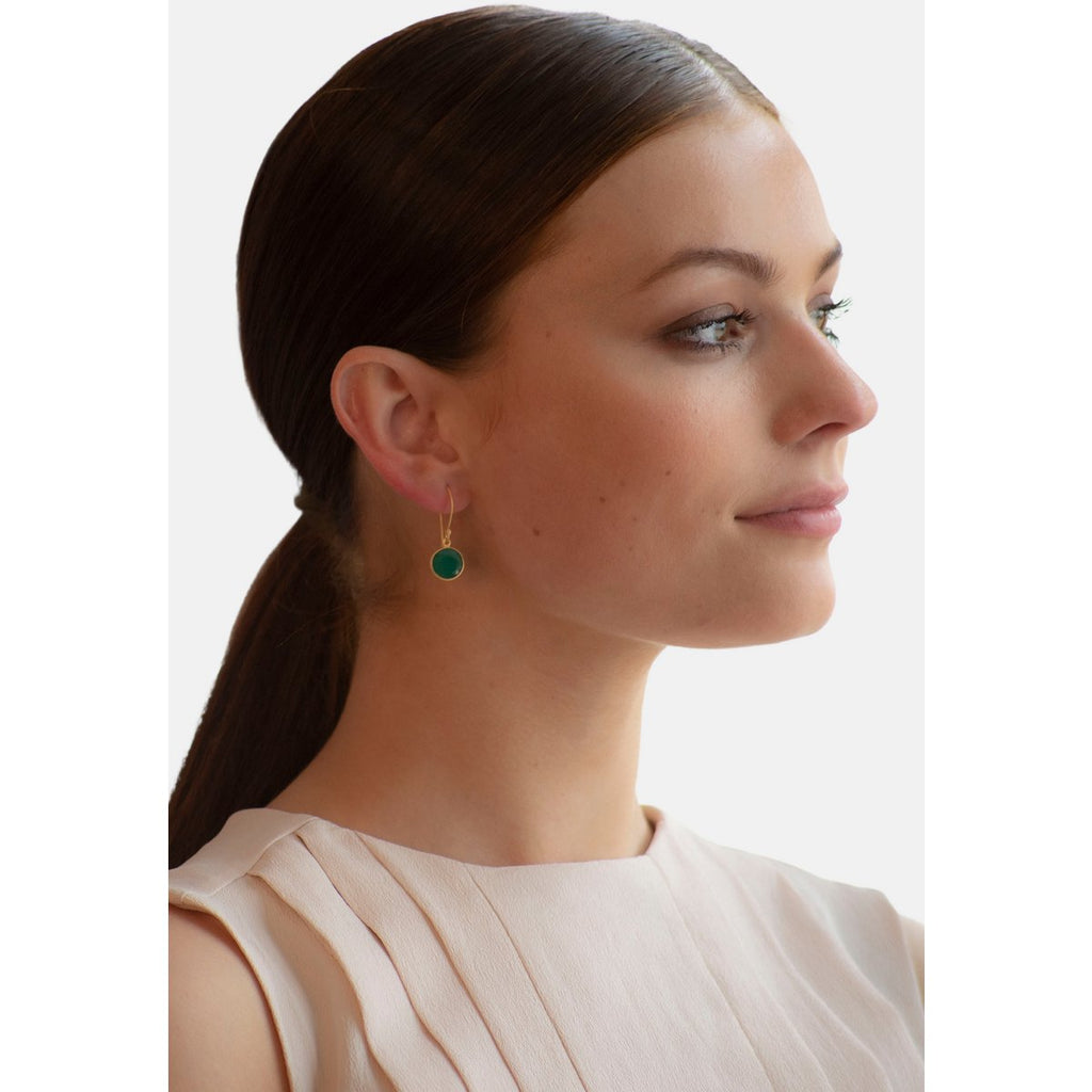 Cat Oorbellen met Groene Onyx – Verguld Sterling Zilver