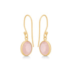 Cat Oorbellen met Roze Chalcedoon – Verguld Sterling Zilver