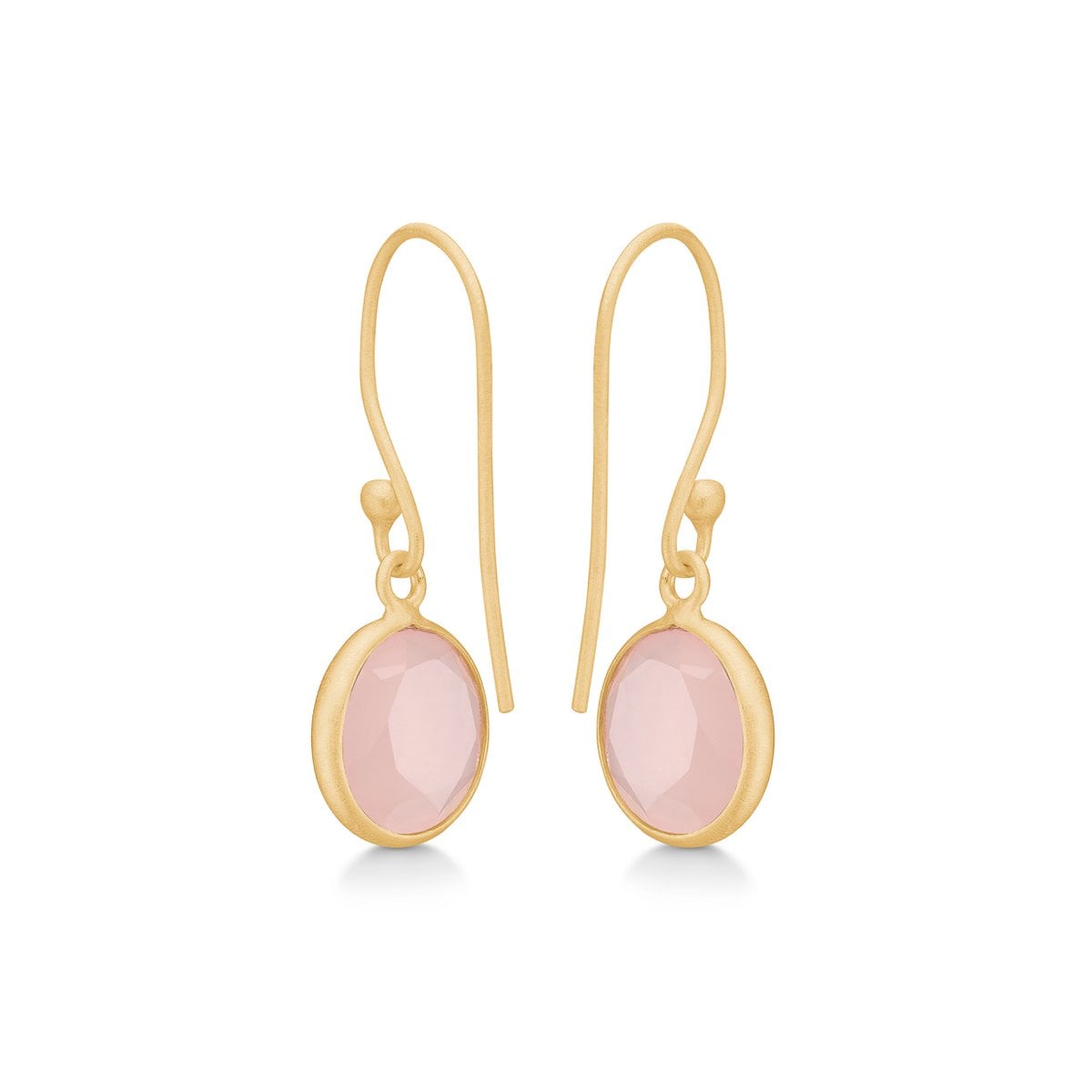 Cat Oorbellen met Roze Chalcedoon – Verguld Sterling Zilver