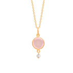 Eve Ketting met Roze Chalcedoon en Zoetwaterparel 40 cm – Verguld Sterling Zilver