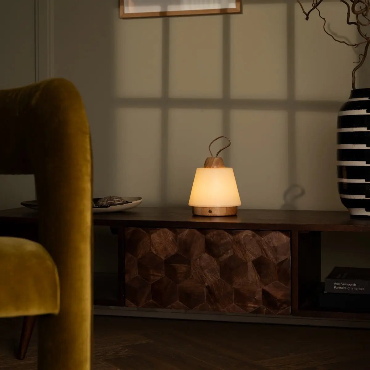 Liv Lichtbruin Oplaadbare Lamp – Warm design met leren detail
