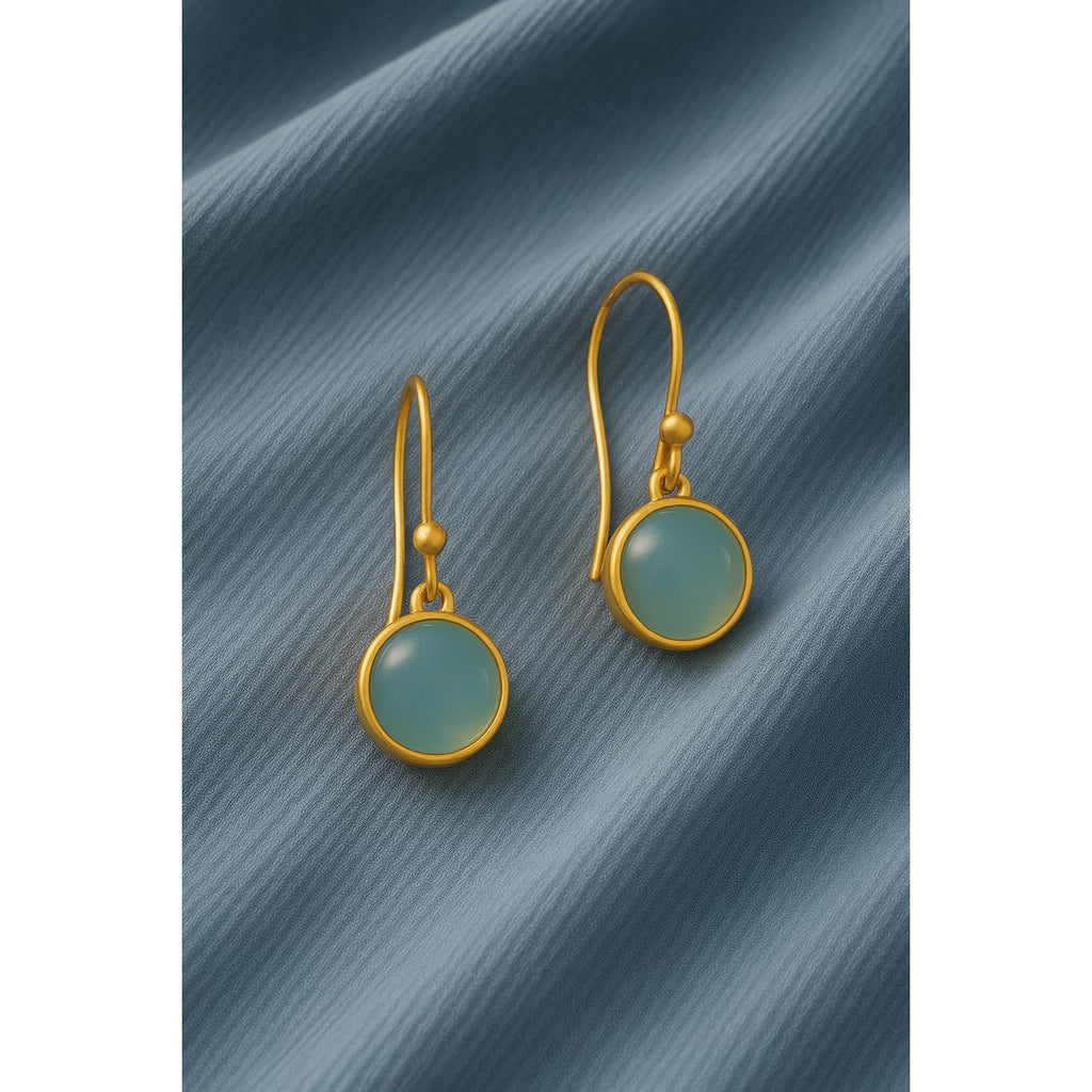 Noa Oorbellen met Aqua Chalcedoon – Verguld Sterling Zilver